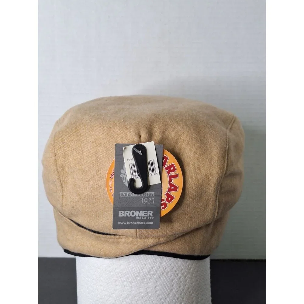 Broner Newsboy Cabbie Hat Mens Medium Wool Blend Earlaps Cap - Picture 4 of 10